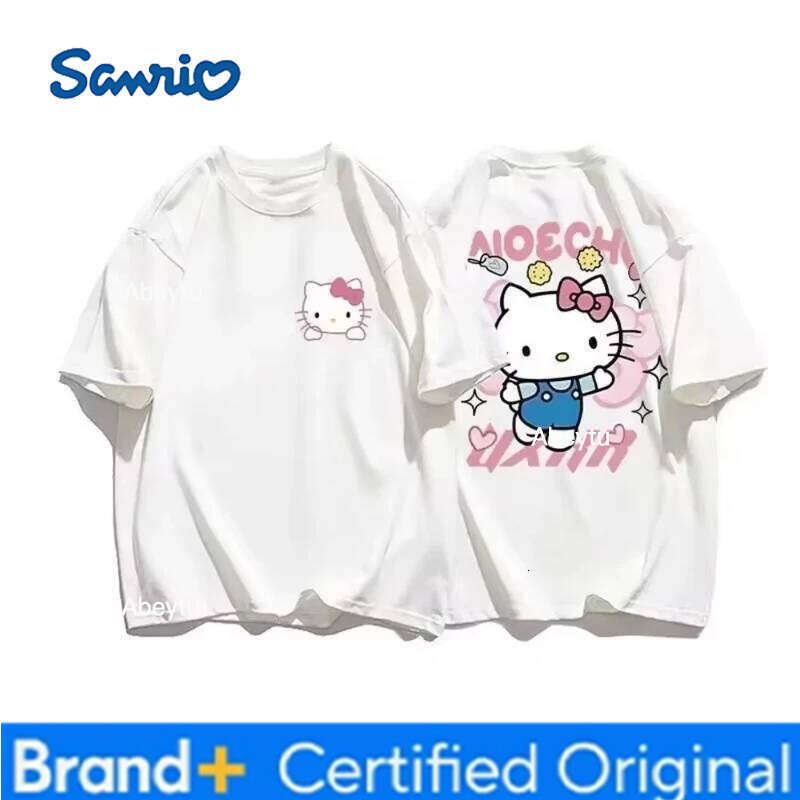 Sanrio MINISO Summer Hello Kitty Casual Short-sleeved for Women Loose Korean Fashion Y2K Top Clothes Streetwear T-shirt H260120