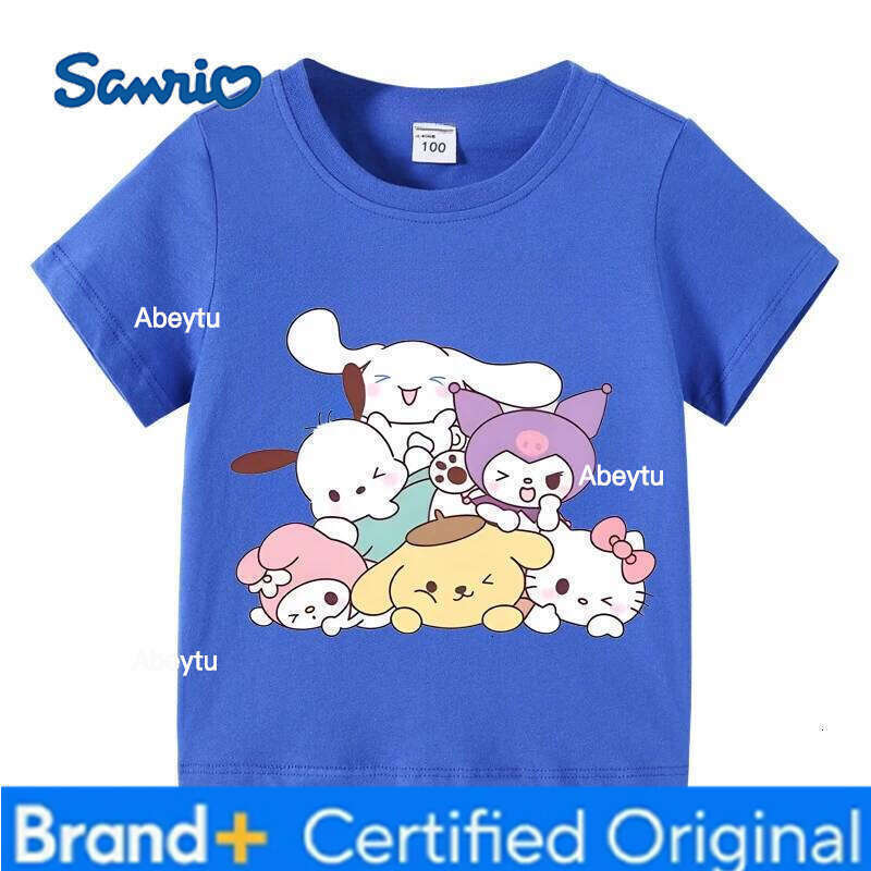 Sanrio Teen Cotton Kids Street Cartoon Playful Printed Outdoor Comfortable Casual crew neck T-shirt Boys Girls Tops H260120