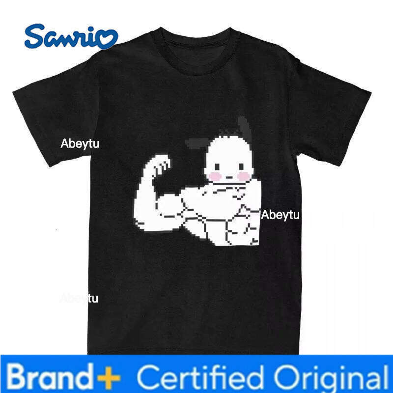 Sanrio Muscle es Anime Pochacco Y2K Short Sleeved Harajuku Fun Round Neck Cotton Summer Oversized Women's T-shirt H260120