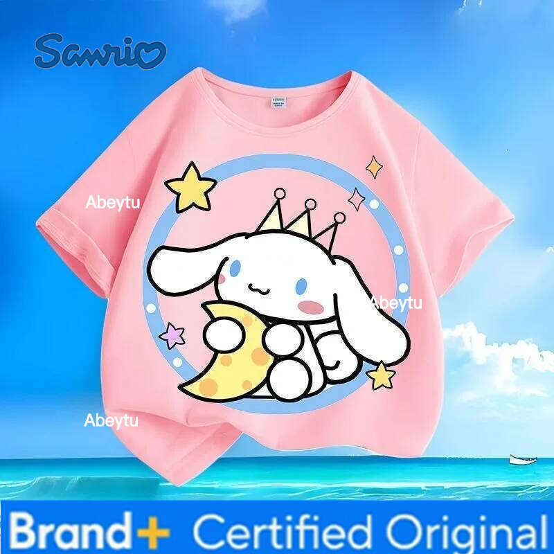 Sanrio Limited Time Special Offer Summer Kuromi Cinnamoroll Kids T-shirt Comfort Loose Breathable Machine Washable Low Maintenance Tops H260120
