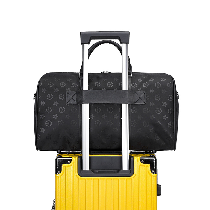 Free Shipping 2026 New Advanced Print Design Large Capacity Travel Bag Unisex Luggage Storage Bag Waterproof Handbag Black