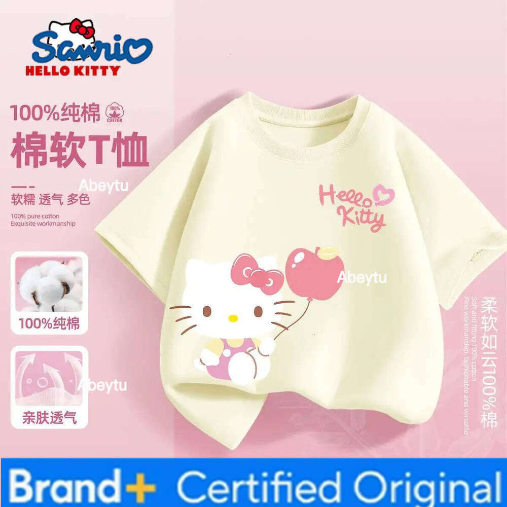 Sanrio Summer Baby Girls 100% Cotton Clothes Kid Children Cute Hello Kitty Printed T-shirts Cartoon Short Sleeve Top Outfits H260120
