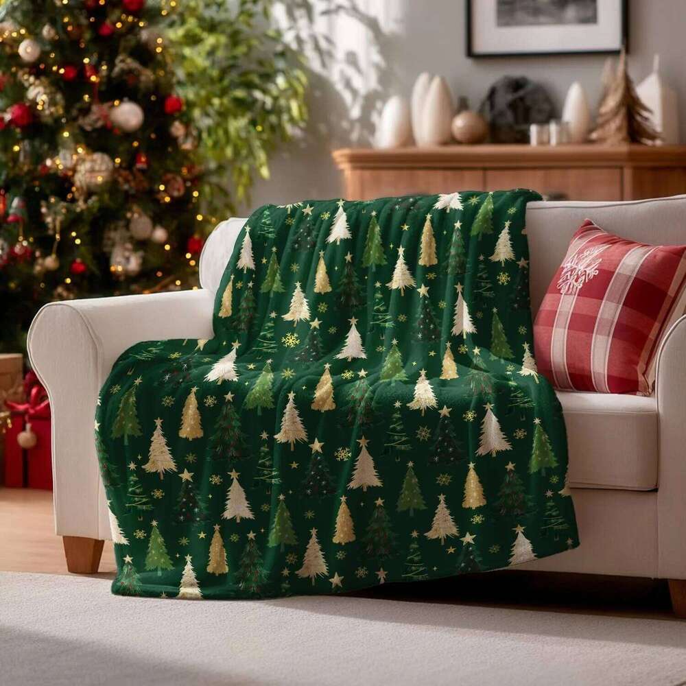 Flannel Blanket Throw Christmas Red Tree Plush Cozy Fleece Blankets Couch Sofa Bed Ideal Gifts for Kids Adults W260120