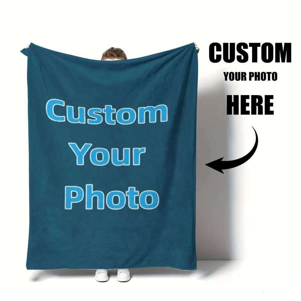 Custom Personalized Thick Winter Flannel Blanket with Your Photo Soft Warm Cozy Plush Fleece for Sofa Bed Office Nap Car Travel W260120