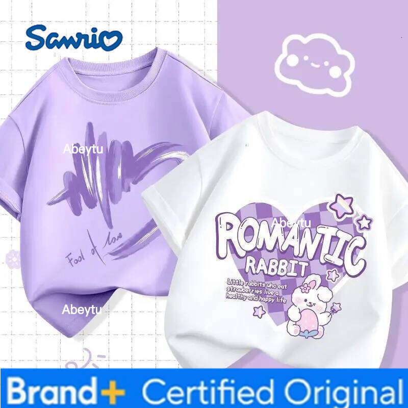 Sanrio 2pcs/pack Summer Baby Girls Clothes Children Kuromi Printed Short Sleeve T-shirts Kid Cotton Cartoon Breathable Soft Top H260120