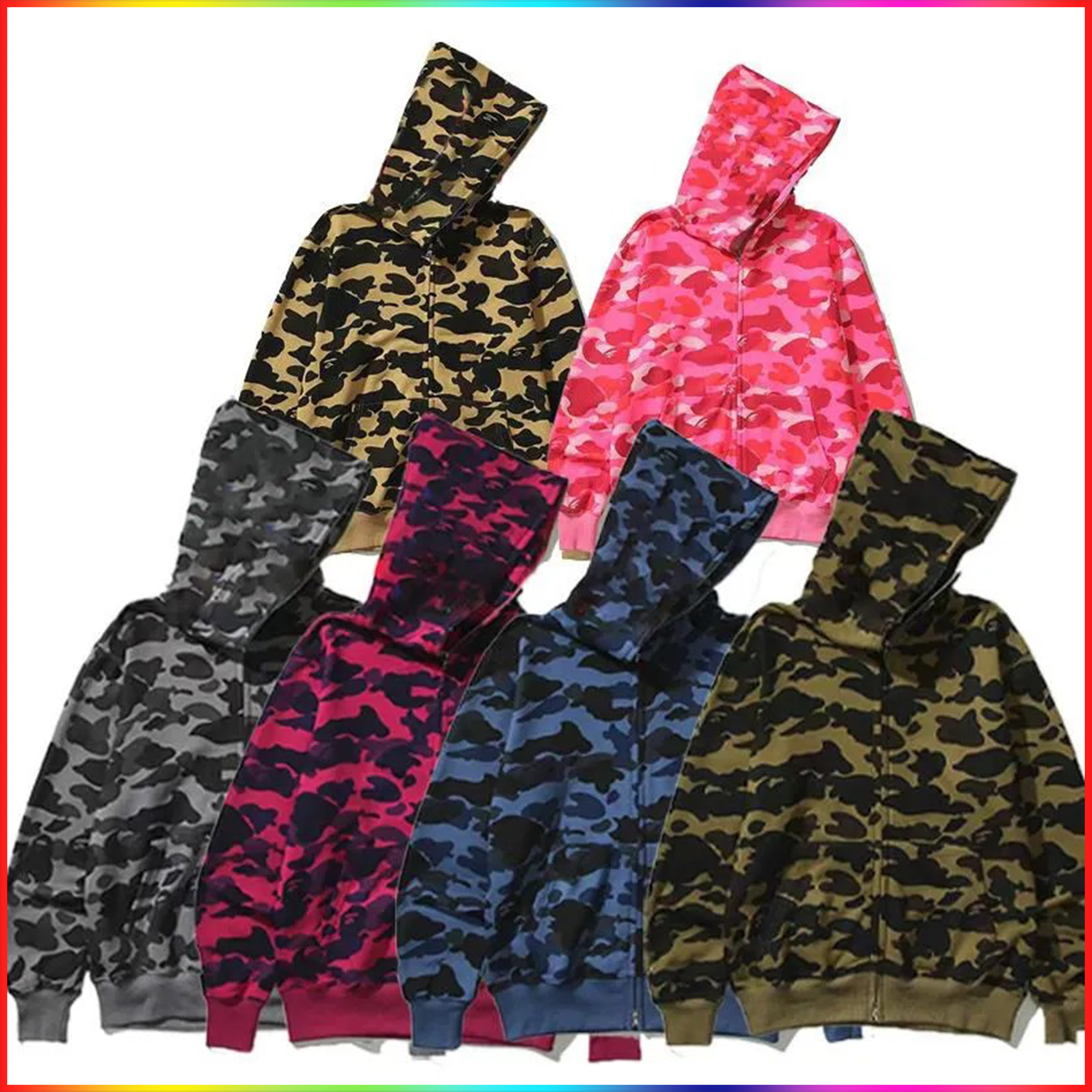 2026 hoodies designer clothes men hoodie popular shark pattern Sportwear Camouflage zip up hoodie high quality Jacket winter Plush coat sweater hoody Sweatsh
