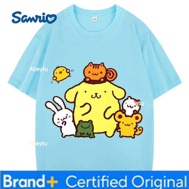 Sanrio Pom Purin Tshirt Kids Cartoon Casual Summer Short-sleeved Girls T-shirt Men Clothes BoysTeen Clothing H260120