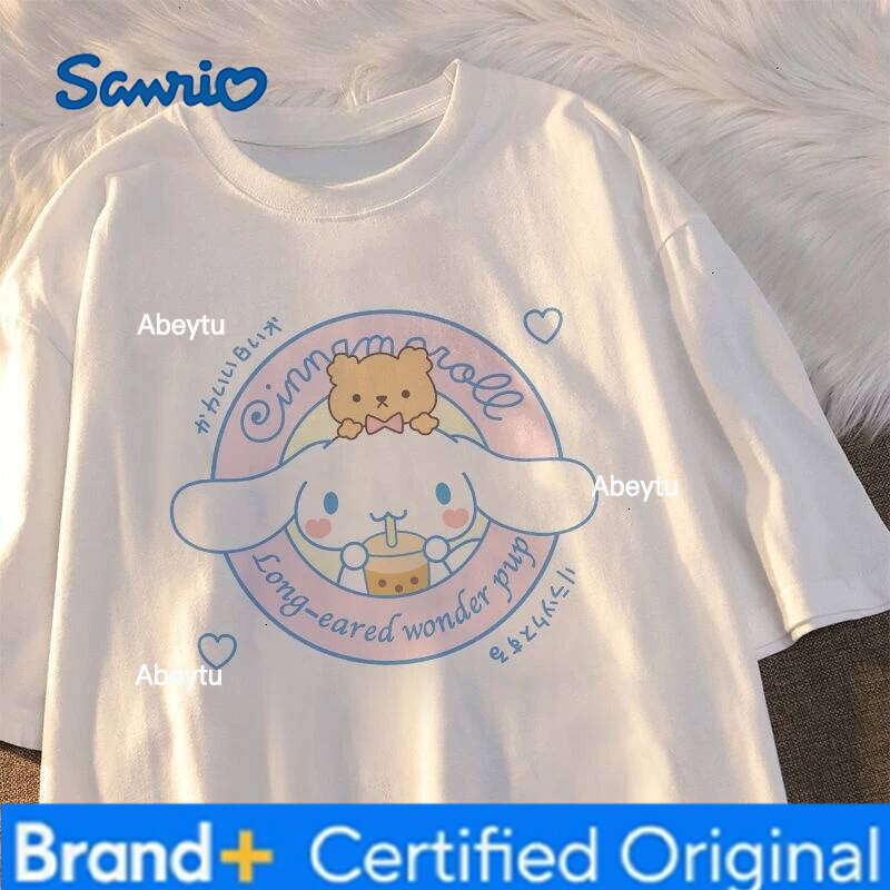 Sanrio Cinnamoroll Short Sleeved Clothing Y 2k Kawaii Korean Fashion Pattern T-shirt Women's Top Linda Y2k Streetwear H2601201