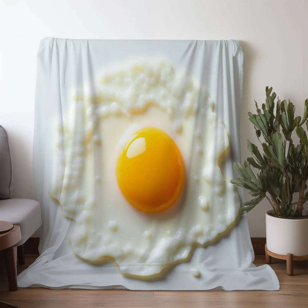 1pc Flannel Blanket with Scrambled Egg Pattern, Warm and Soft Polyester Fabric for Sofa, Bed, Car, Office, Camping & Travel W260120