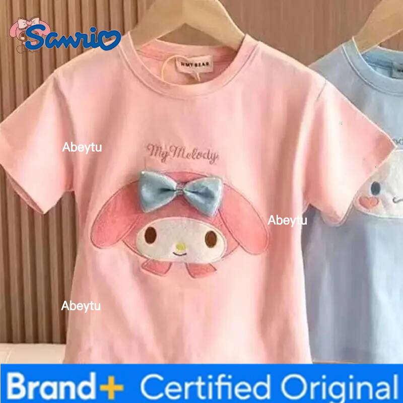 Sanrio Kuromi Anime T Shirt My Melody Cartoon Kawaii Girl Short Sleeved Summer New Skin Friendly Breathable Fashionable H260120