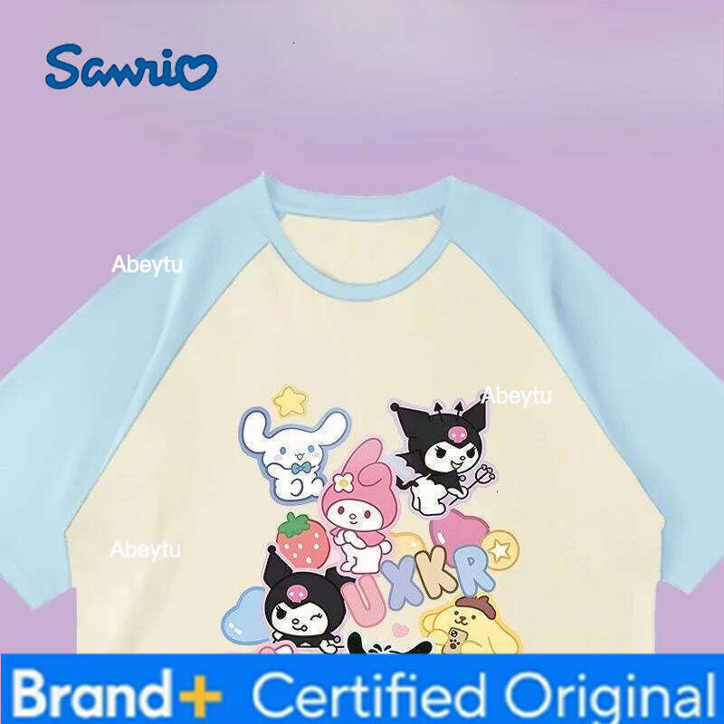 Sanrio Hello kitty Kuromi My melody high-value cartoon cute kids short sleeve summer cotton comfortable and breathable T-shirt H260120