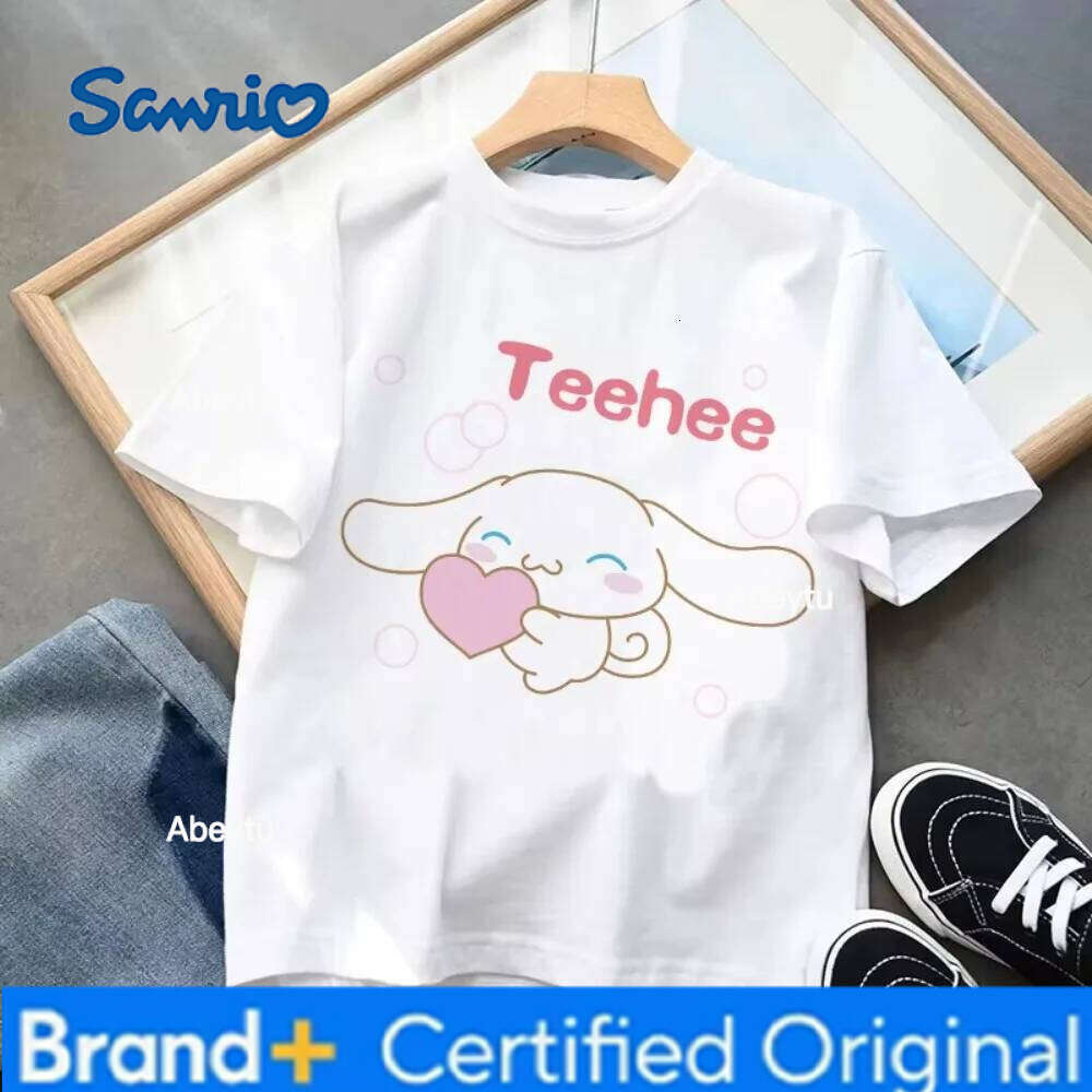 Sanrio MINISO Cinnamoroll Japan Anime Kawaii Men and Women T-shirt Street Casual Fashion Sports Loose Cotton Short Sleeve Comfortable H260120