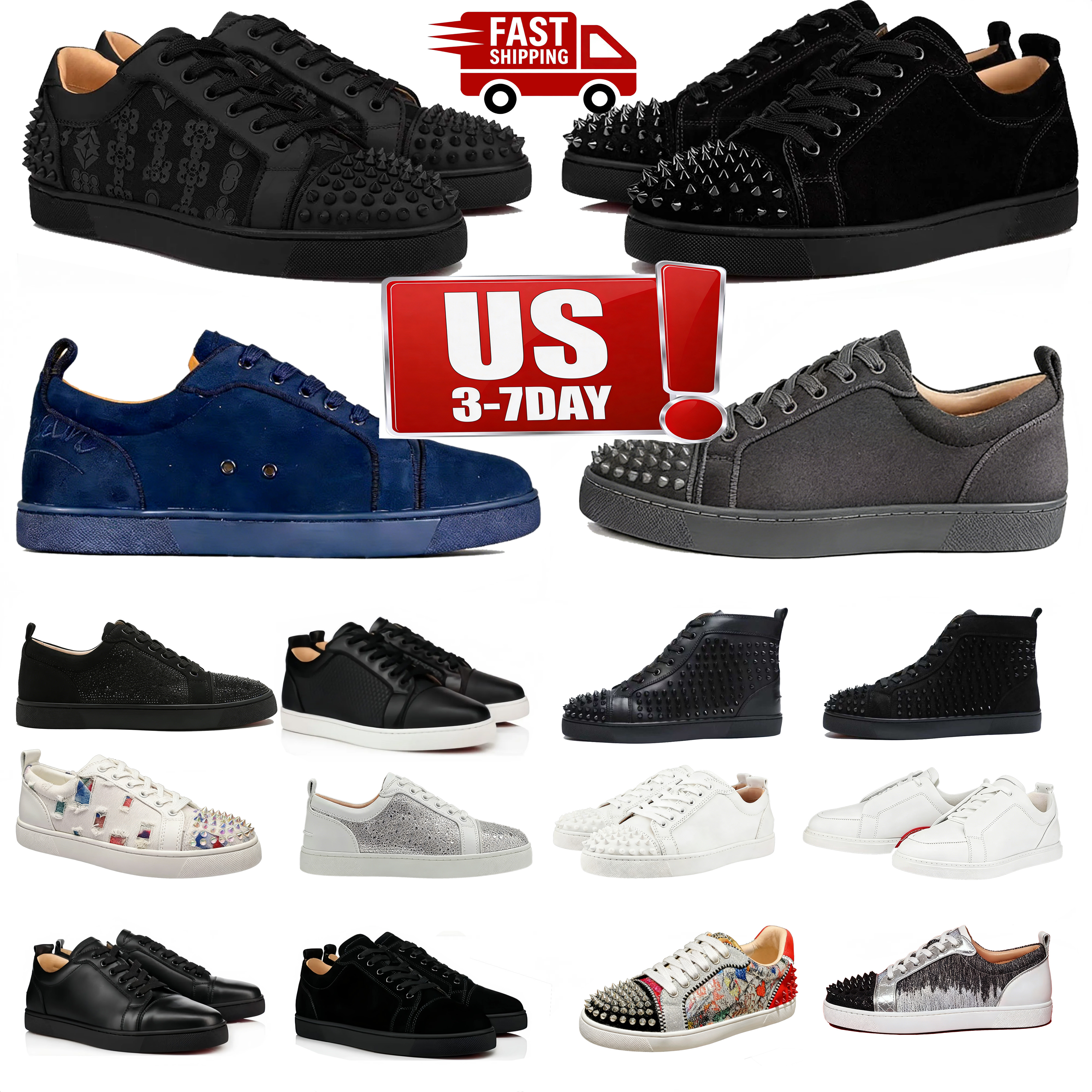 TOP Designer Red Bottom Shoes Luxury Men Dress Shoes With Box Classic Office Career Wedding Train With Box 39-47 EUR AAA