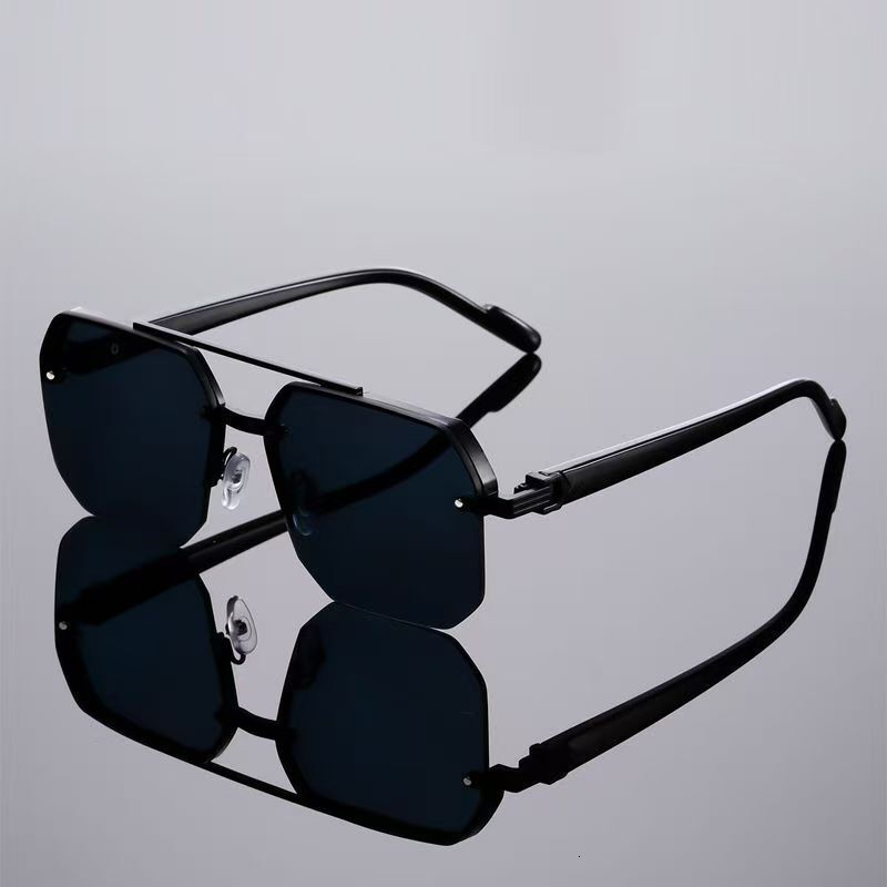 Luxury Brand Designer Sunglasses Hot-Selling European And American Style Square Half-Frame Men's Sunglasses Driving Glasses Male Foreign Trade Be