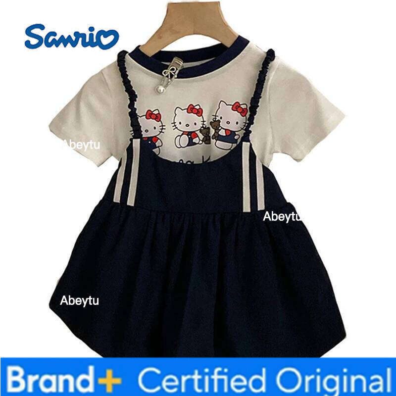 Sanrio 2Pcs cute Short Sleeved Shorts Hello Kitty T-Shirt and Set Kawaii Anime Girl Skirt Clothing Outdoors Festival Gift H260120