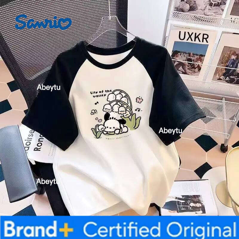 Sanrio Baby Boy Clothes Top Kid Girls Carton Pochacco Printed Short Sleeve T-shirts Children Fashion Cotton Breathable Outfits H260120