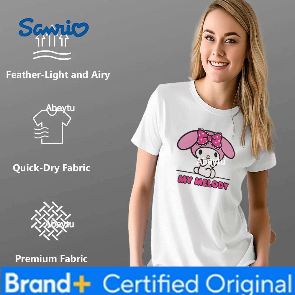 Sanrio Cute My Melody Graphic Print T-Shirt & Tee Top - Soft Breathable Quick Dry Round Neck Short Sleeve Unisex Casual Clothing H260120