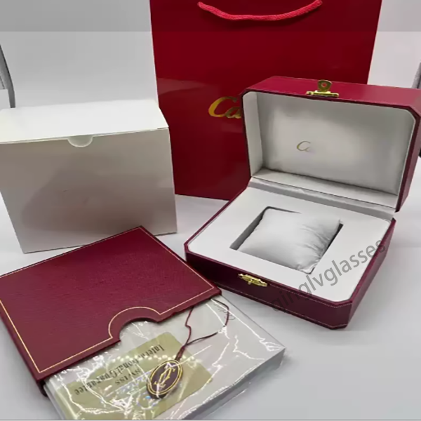 Luxury Red Leather Watch Gift Box - Premium Designer Presentation Case with Full Brand Packaging Accessories