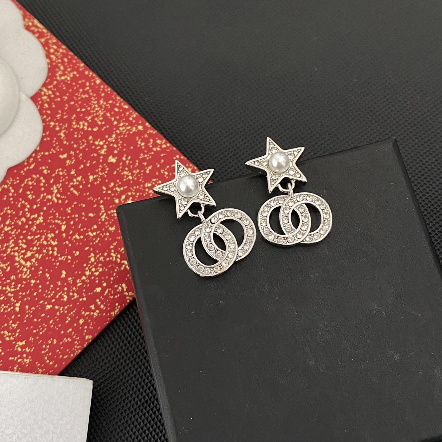 Long Style Design Ear Stud Earrings Flower Pearl Real Gold Brass Copper Stamp Letter Earring Fashion Womens Elegance Designer Wedding Party Jewelry Accessories