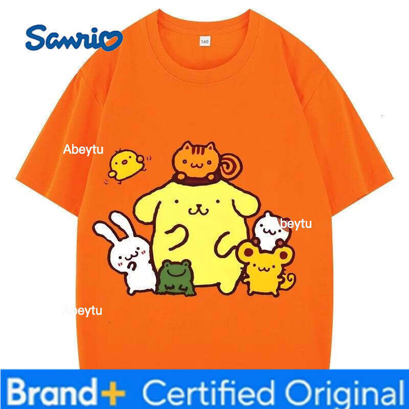 Sanrio Pom Purin Tshirt Kids Cartoon Casual Summer Short-sleeved Girls T-shirt Men Clothes BoysTeen Clothing H260120