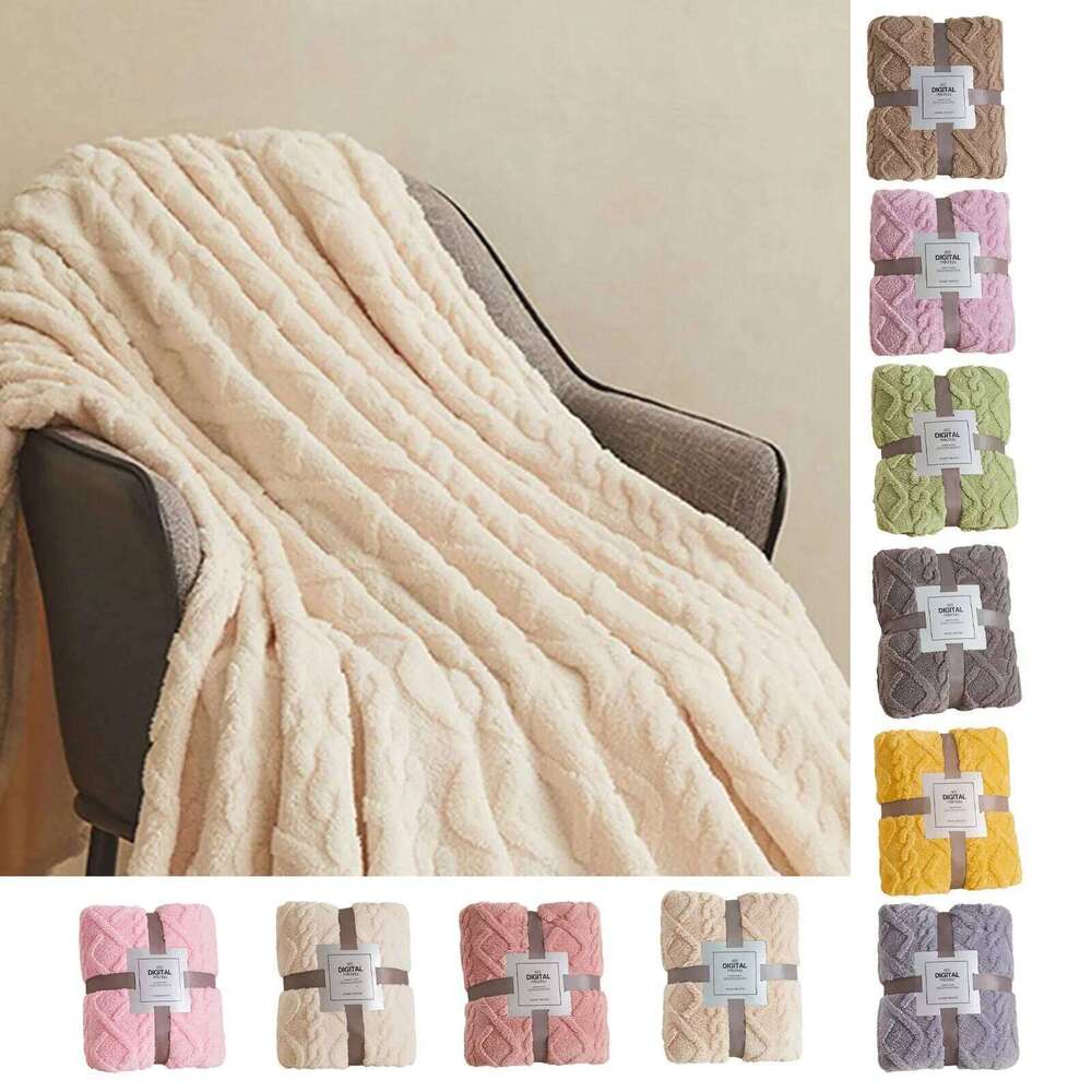 51x 63 Inches Solid Fall Winter Coral Velvet Flannel Soft Thickened Cover Home Outdoor Travel Blanket W260120