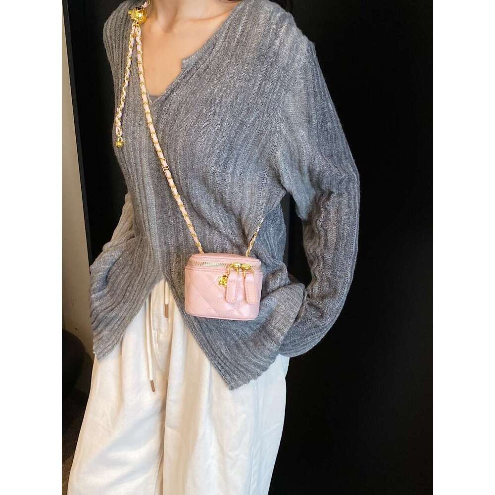 New Style Mini Crossbody Golden Ball Square Box Lipstick Internet Celebrity Versatile Denim Camellia Small Waste Bag