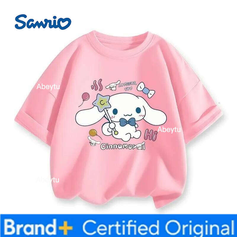 Sanrio Limited Time Special New Cinnamoroll Kids T-shirt Crew Neck Loose Breathable Sweat-wicking Comfortable Casual Tops H260120