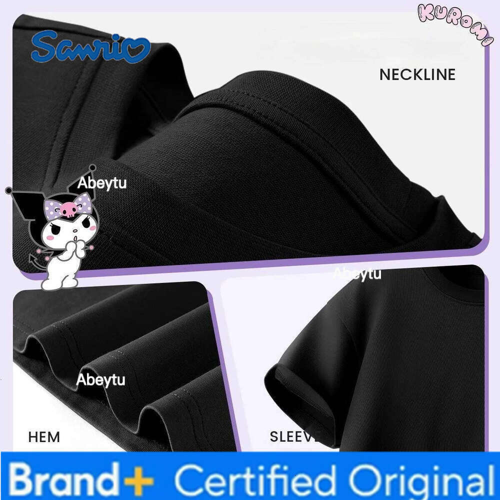 Sanrio Teen Children Sweet Cartoon KUROMI Print Top Kids Clothes Summer Fashion T-shirt Baby Girls Cute Short Sleeve H260120