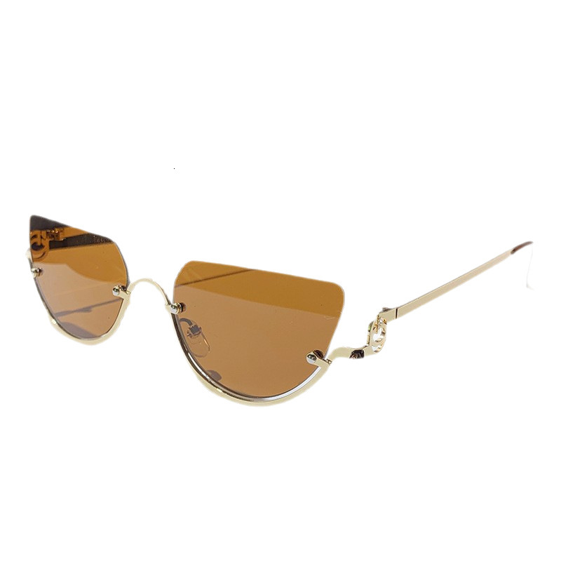 Luxury Brand Designer Sunglasses European And American Style Retro Fashion Half-Frame Cat Eye Sunglasses Internet Celebrity Same Style No Makeup High-