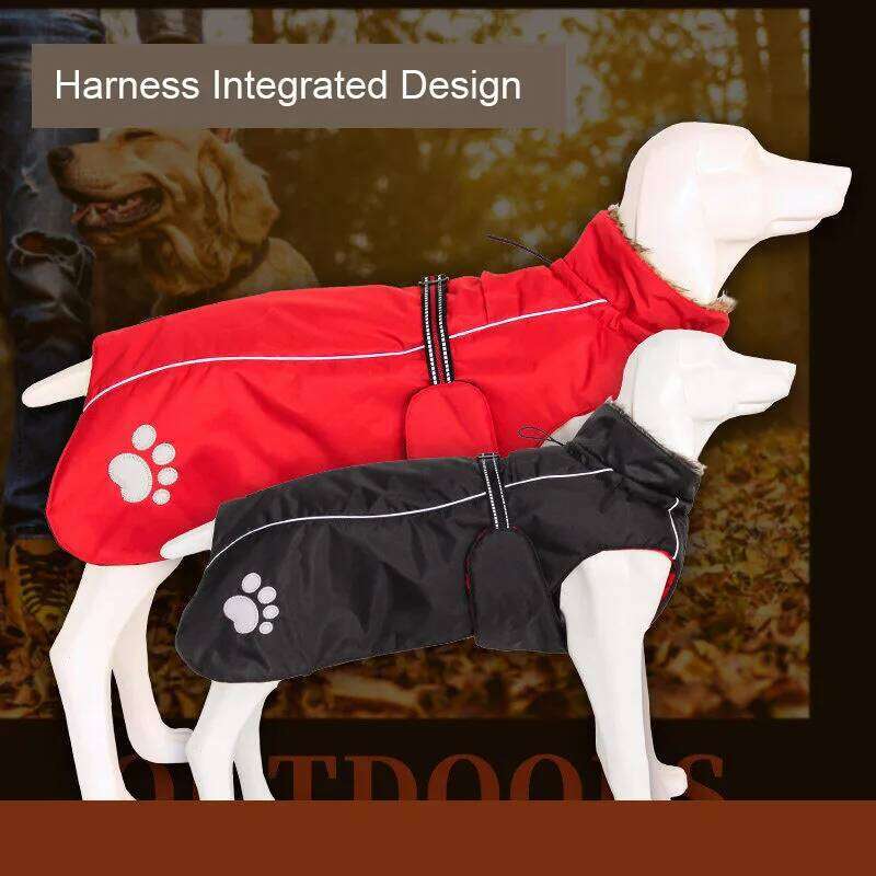 Famous brand Waterproof Large Jacket Winter Clothes Pets Fleece Clothing Warm Windproof Coat For Big Dogs Black Red Dog supplies pupakaIK