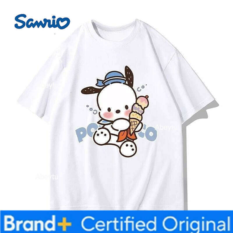 Sanrio Miniso New Pochacco Cartoon Summer Surrounding Women's Plus Size T-shirt Y2K Loose Casual Short Sleeved Top H260120