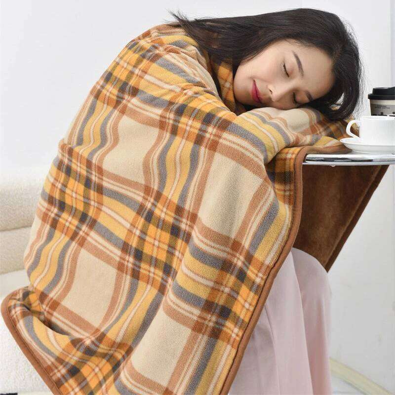Wearable Plaid Fleece With Button Winte Warm Throws On Sofa Bed Travel Thicken Bedroom Office Air Conditioning Blanket W260120
