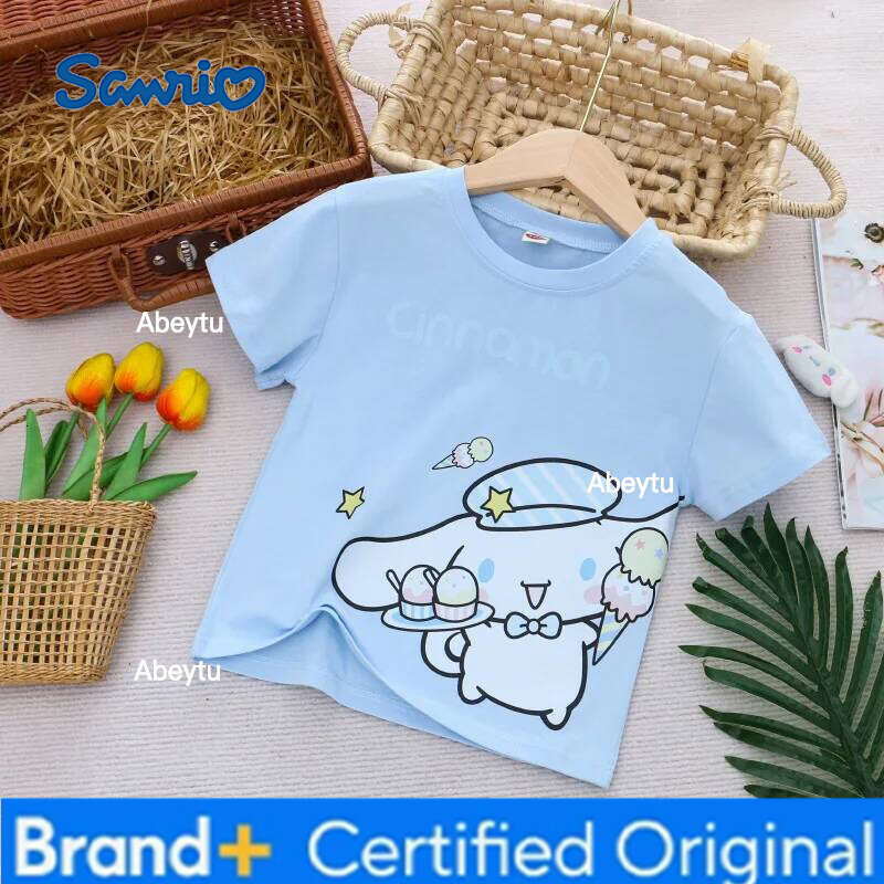 Sanrio Girls Summer Style Short Sleeve Cartoon T-Shirt Base Layer Top for Kids H260120