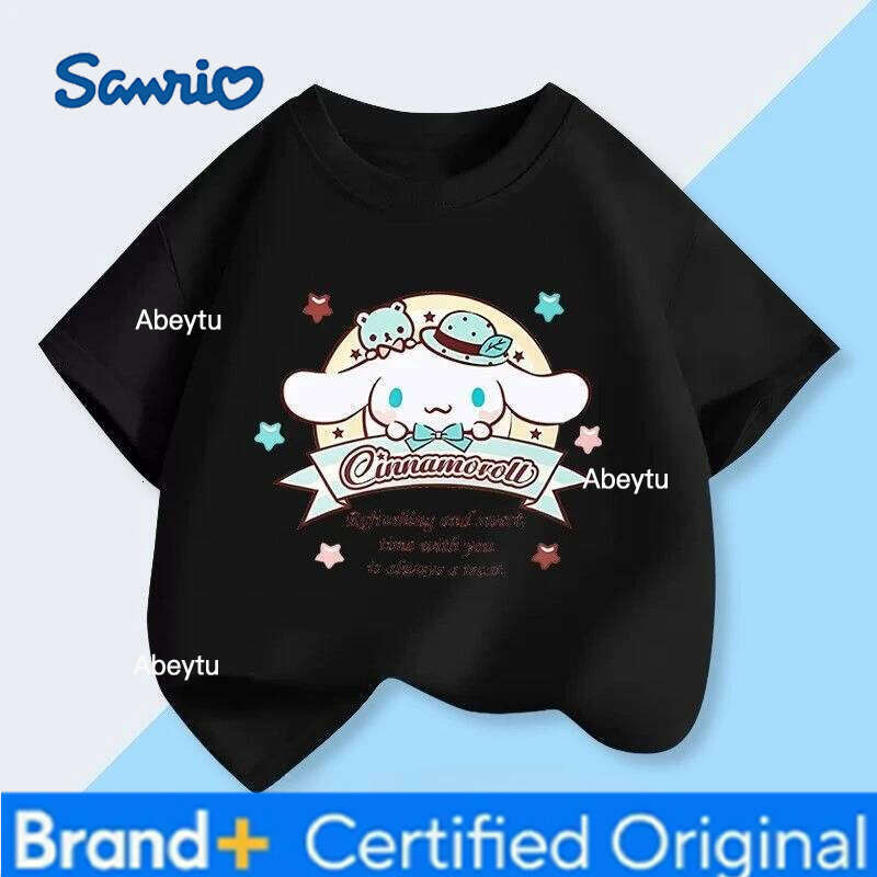 Sanrio Summer Hot Sale Cinnamoroll Kids T-shirt Comfort Loose Breathable Machine Washable Low Maintenance Tops H260120