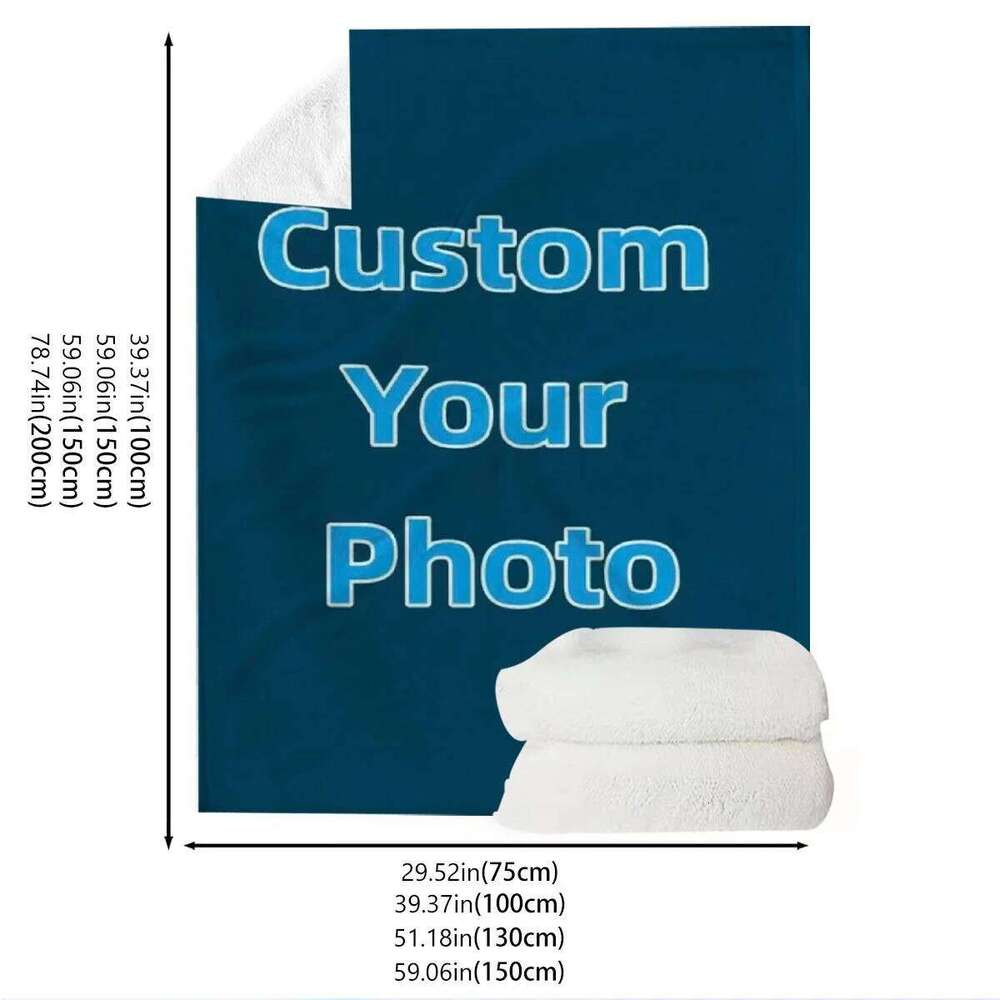 Custom Personalized Thick Winter Flannel Blanket with Your Photo Soft Warm Cozy Plush Fleece for Sofa Bed Office Nap Car Travel W260120