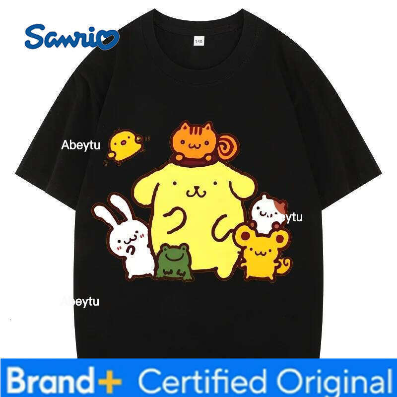 Sanrio Pom Purin Tshirt Kids Cartoon Casual Summer Short-sleeved Girls T-shirt Men Clothes BoysTeen Clothing H260120