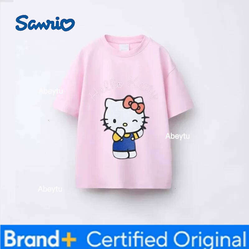 Sanrio 2025 Suit New Summer Cotton Hello Kitty Children's Short-sleeved Clothes Thin Half-sleeve Top Casual Clothing H260120