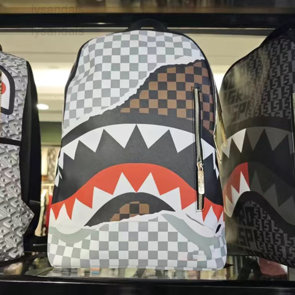 Designer Spray Grounds Spraygroundbackpack Spoof Shark Sports Backpack Hot Girl Student Transparent Large Capacity Trendy Brand School Bag