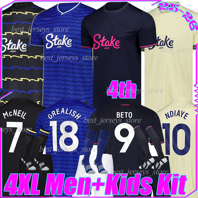 4XL 2025/26 Evertoon GREALISH 4th Retro soccer jerseys The Toffees NDIAYE BETO McNEIL GARNER GARNER KEANE TARKOWSKI PICKFORD men kids kits socks sets football shirt