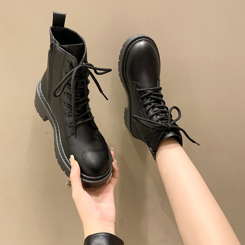 Winter Boots Female British Womens Shoes Thick Bottom Mid-calf Single Boots Thick Heeled Casual Ankle Boots for Women 251105