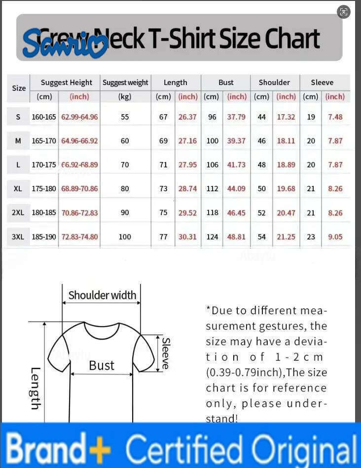 Sanrio American-style Cute Hello Kitty Printed Round-neck Pure Cotton Men's Short-sleeved T-shirt for 2025 Summer Couple H260120