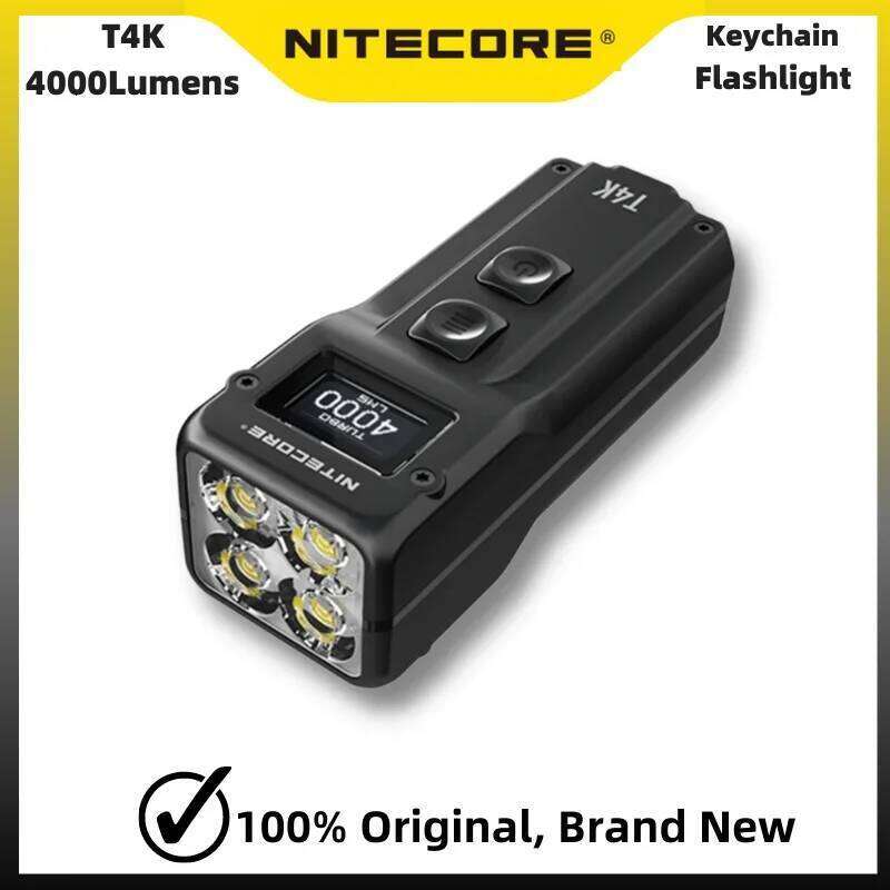 NITECORE T4K Led Keychain Light Type-C Rechargeable 4000 Lumens 4xCREE XP-12 V6 Built-in Battery Flashlight X260120