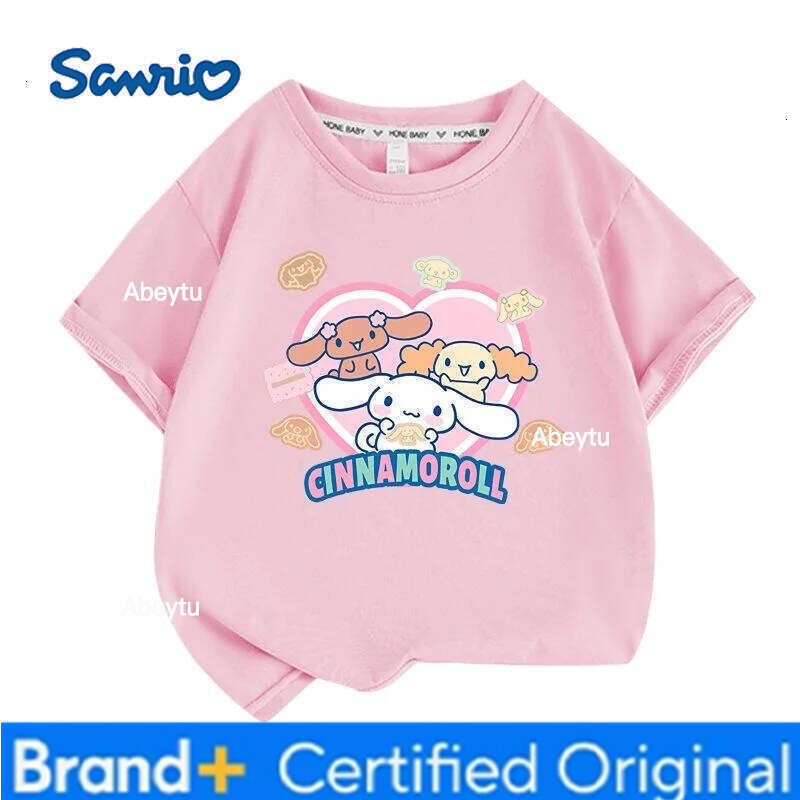 Sanrio Summer Baby Girls 100% Cotton Clothes Kid Children Boys Cinnamoroll Printed T-shirts Cartoon Short Sleeve Top Outfits H2601201