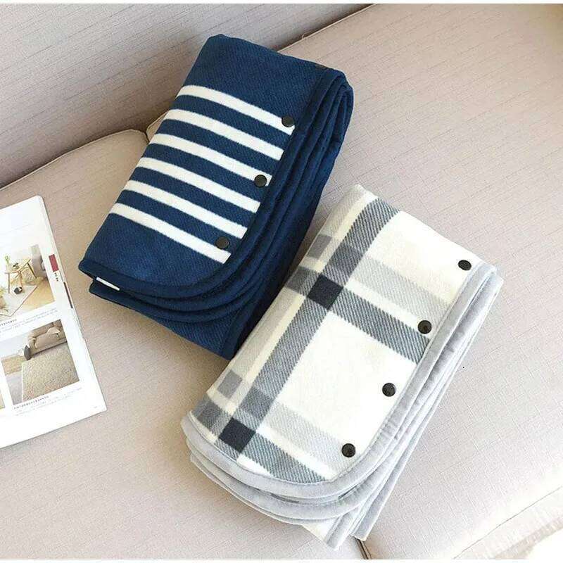 1PC Wearable Shawl Flannel Lazy Casual Office Retro Grid Stripes Warm Blanket For Winter 80135cm W260120