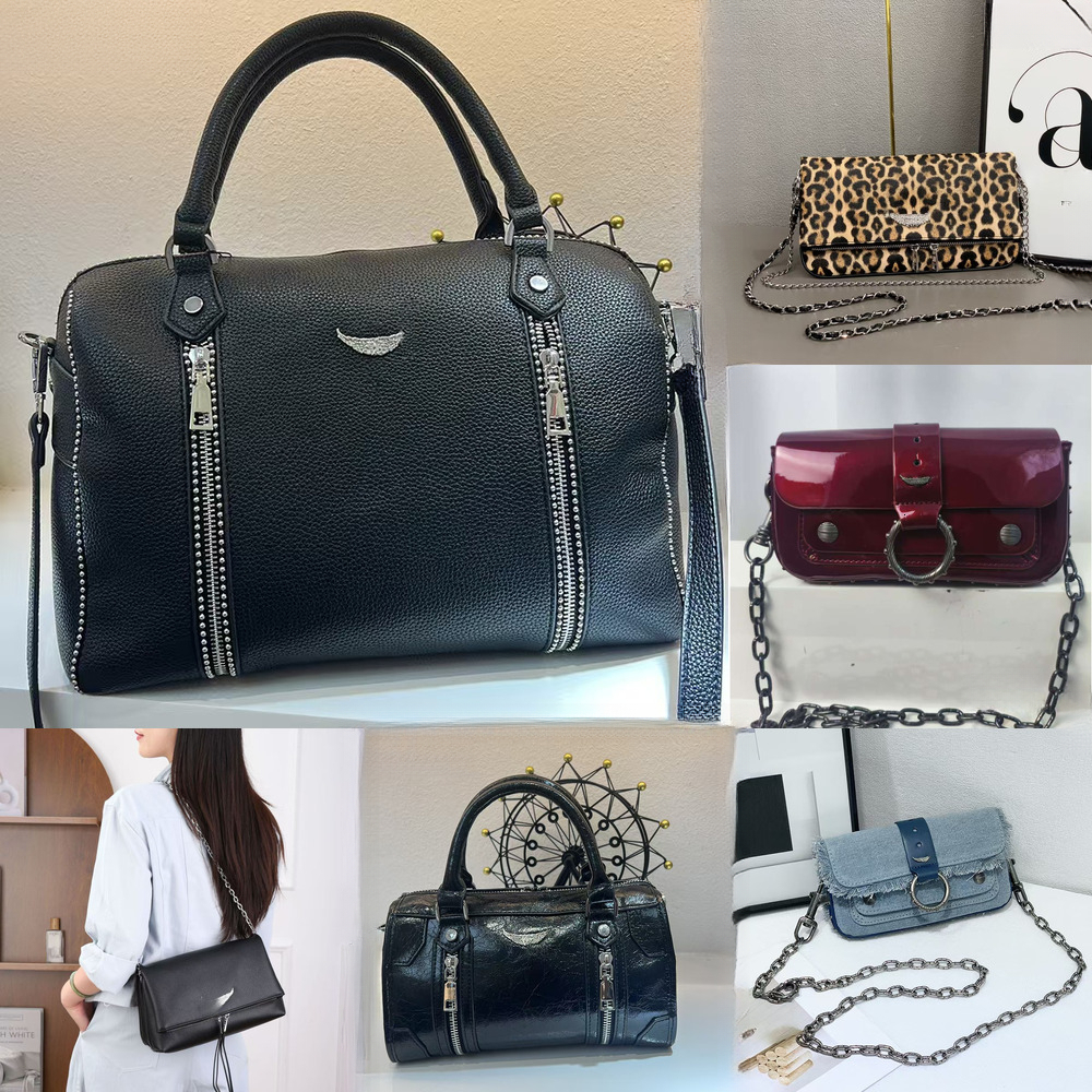 Designer bags zadig evoltair bag fashion exclusive ZV rock clutch bags shoulder bag multifunctional women's pillowcase Boston large capacity rivet wing bag black