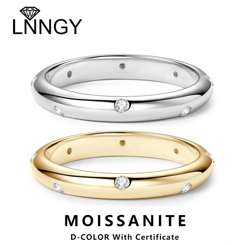 Lnngy Ring Original Certified 925 Silver Rings For Women Couples Delicate Stackable Wedding Band Jewellery 260112
