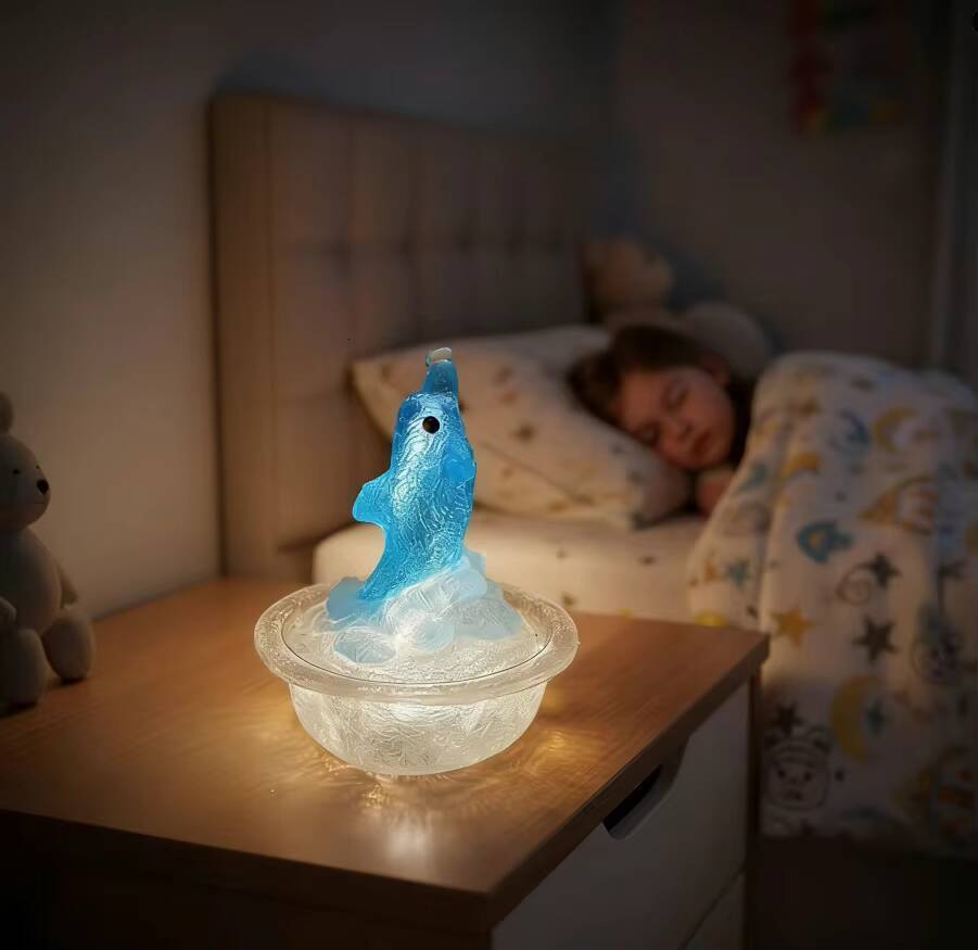 USB Dolphin LED Fountain Night Light - Romantic Desktop Decoration