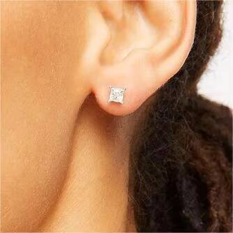 Wholesale Factory Price 10K 14K 18K Solid Real Gold Vvs Moissanite Stud Earrings Wedding Studs Princess Cut