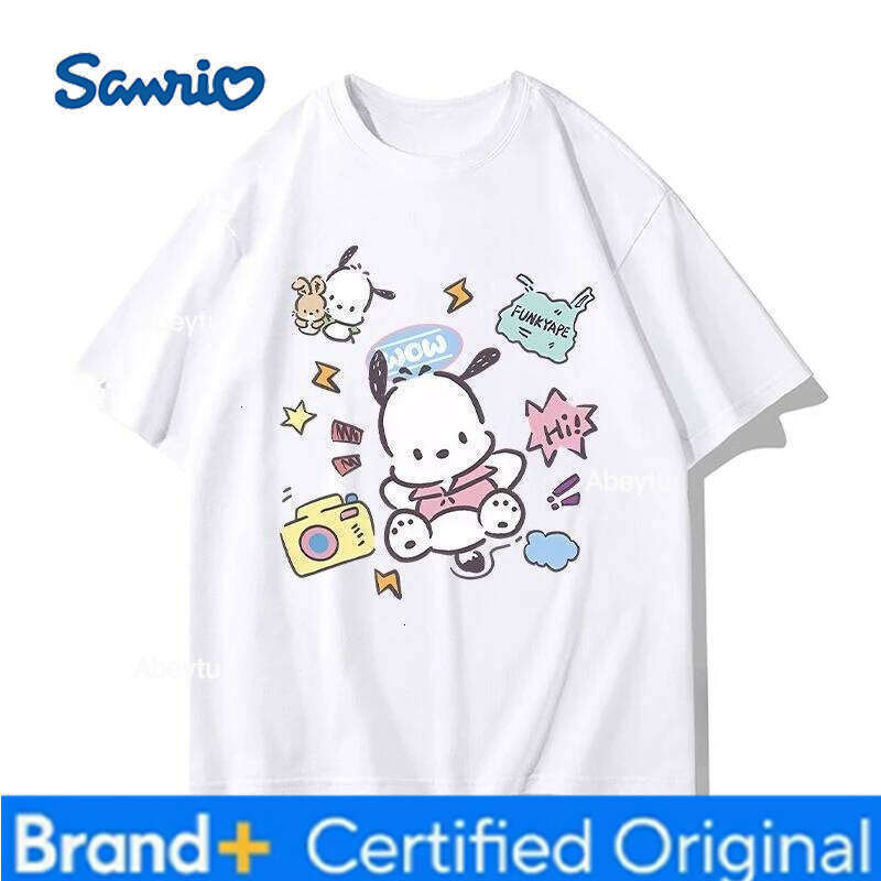 Sanrio Miniso New Pochacco Cartoon Summer Surrounding Women's Plus Size T-shirt Y2K Loose Casual Short Sleeved Top H260120