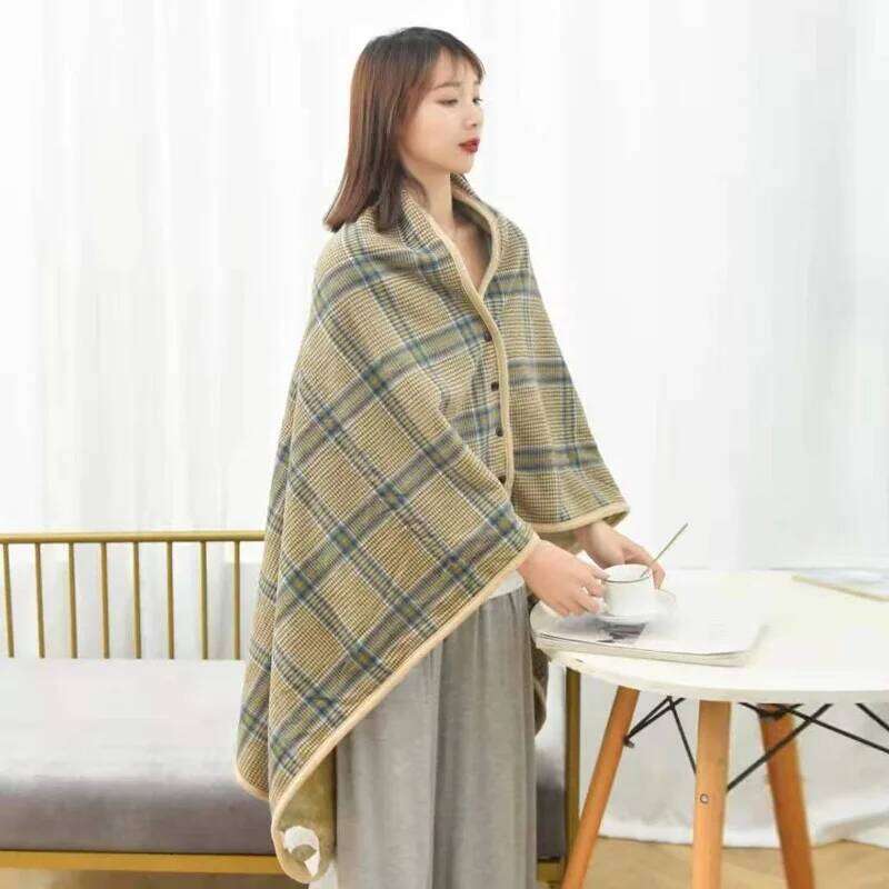 1PC Wearable Shawl Flannel Lazy Casual Office Retro Grid Stripes Warm Blanket For Winter 80135cm W260120